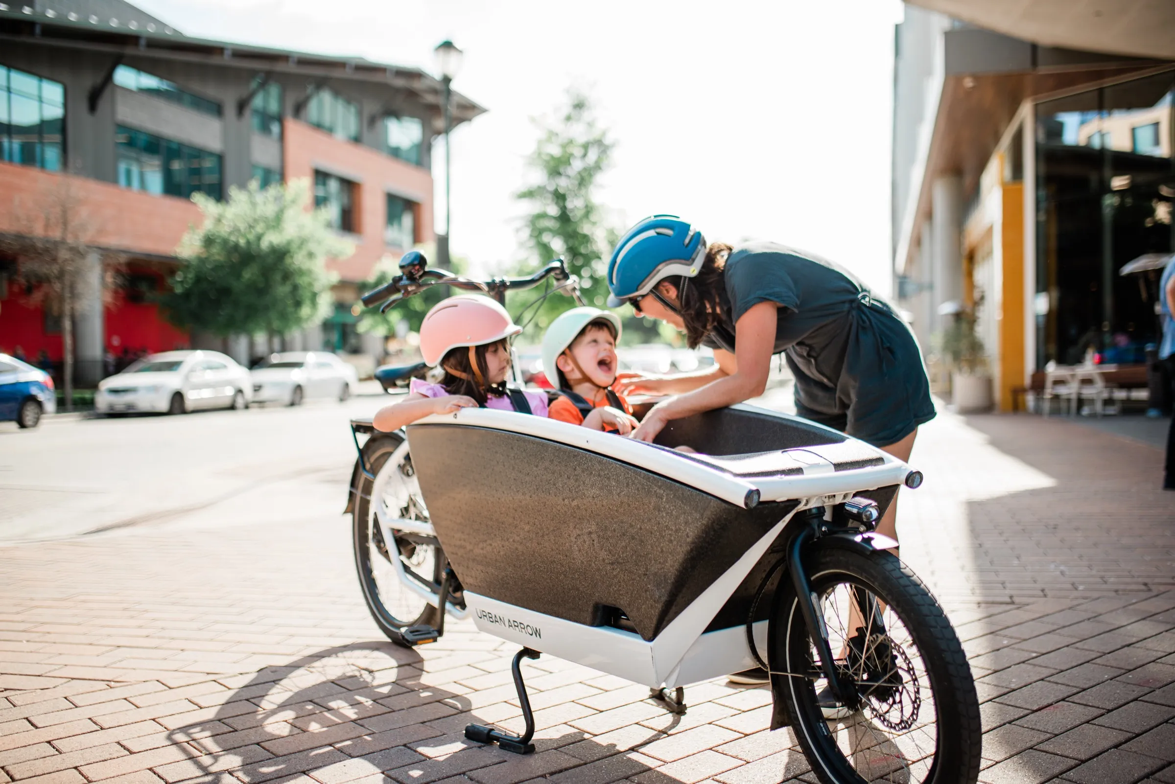 Urban Arrow Family cargo e-bike, three-quarter view